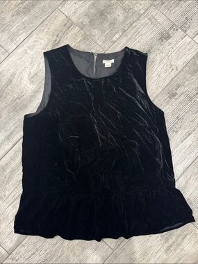 J. Crew Black Velvet Sleeveless Peplum Camisole